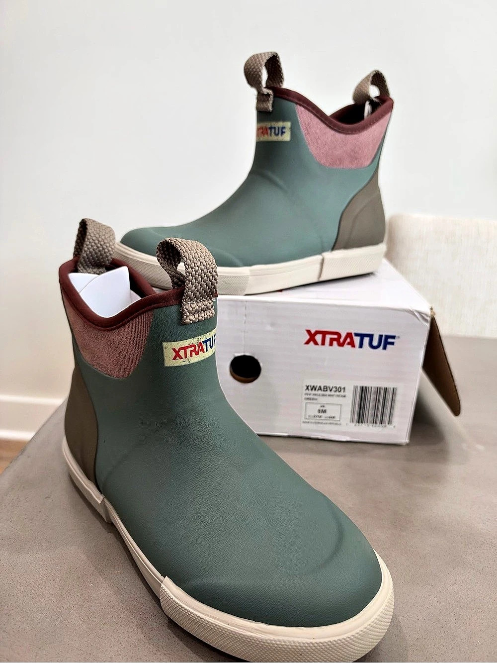 Xtratuf Women's 6" Ankle Deck Boot Vintage Green & Pink US 6M - Picture 4 of 6